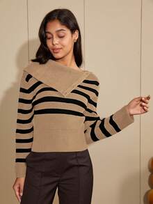 Jersey de cuello de barco a rayas para dama - Multicolor - Ver 3
