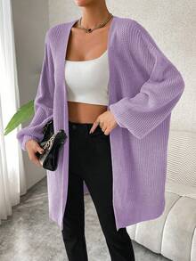 Women's Solid Color Cardigan - Purple - View 3