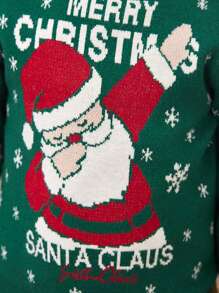 SHEIN Young Boy Christmas Santa Claus Pattern Sweater,In Fall/Winter - Multicolor - View 3
