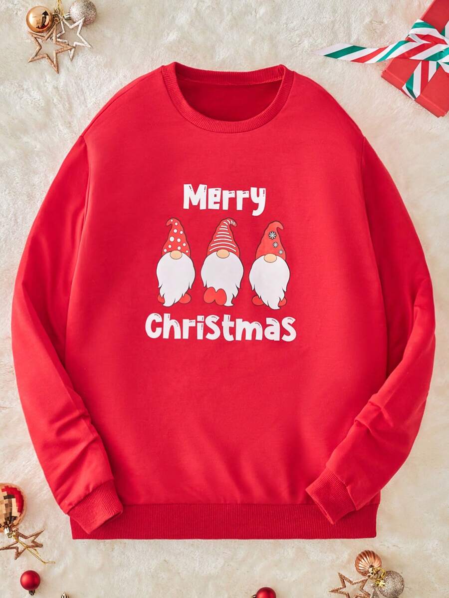 RueChic Men's Christmas Printed Sweatshirt - Red - View 1