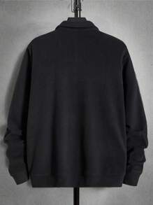 Manfinity VCAY Men's Letter Printed Corduroy Jacket, For Fall Winter - Black - View 2