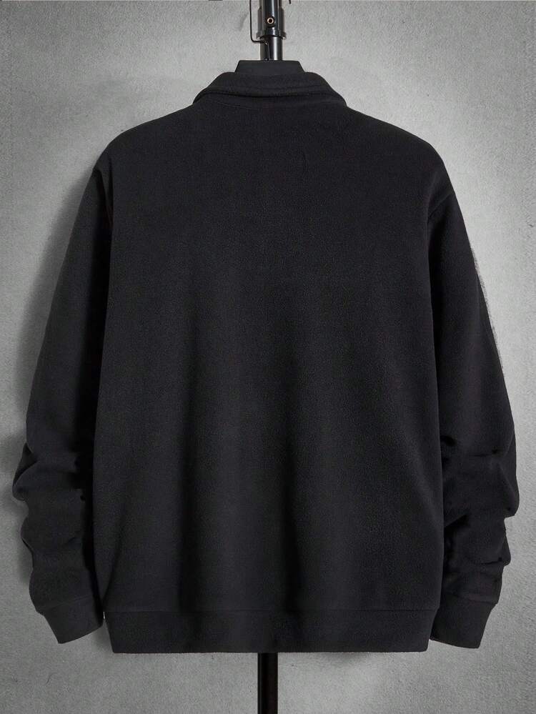 Men's Letter Printed Corduroy Jacket, For Fall Winter