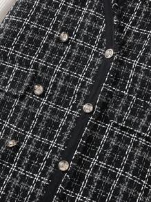 Cô gái Kẻ sọc Đầm Và Màu thuần Áo 2 Miếng Quần áo Bộ - màu đen - Xem 6