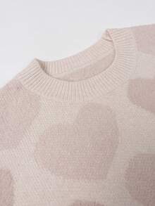 女士休闲爱心图案落肩毛衣，秋冬款 - 彩色 - 查看 7