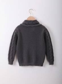 Con trai Nút lên Nhăn nheo Áo len Đối với Lớn hơn Trẻ em - Màu xám đen - Xem 2