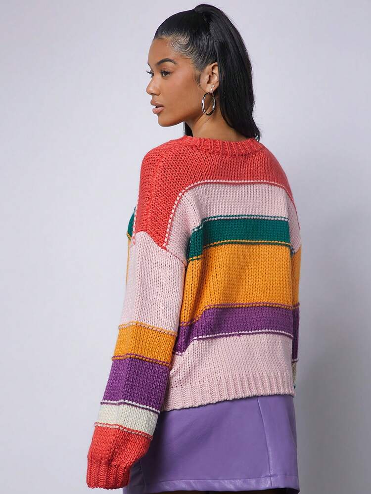 Colorblock Drop Shoulder Sweater