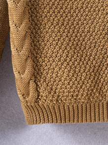 Boys' (little) Round Neck Drop Shoulder Sweater - Brown - View 3