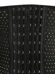 Women's Black High Stretch Fabric Waist Trainer With Button Front Design For Casual Comfy Sporty Wear - Black - View 4