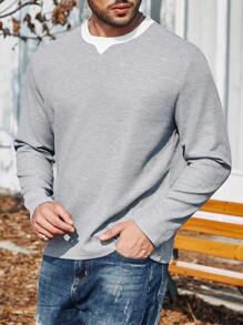 Manfinity Homme 男士大尺碼拼色 T 卹 - 灰色 - 查看 1