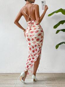 Allurite Women's Floral Print Strappy Cross Back Dress - Multicolor - View 2