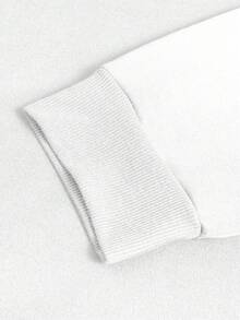 SHEIN EZwear Women's Letter Print Fleece Sweatshirt - White - View 3