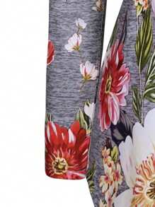 SHEIN LUNE 女款大尺碼花卉印花立領不對稱下擺 T 卹 - 彩色 - 查看 4