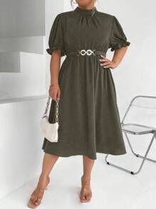Celure Metallic Buckle Women's Dress - Army Green - View 1