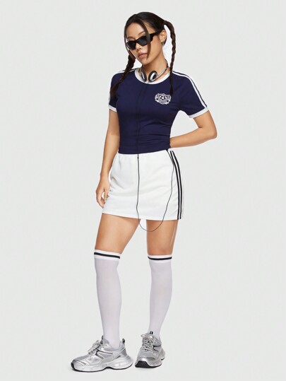 ROMWE Avant Jupe rayée sur le côté