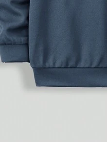 SHEIN Con trai Giải trí Áo nỉ có mũ Với Trò chơi điện tử Bộ điều khiển In - Màu xanh bụi bặm - Xem 3