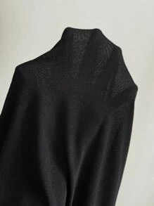 Chiquease 高領透明網紗長袖上衣 - 黑色 - 查看 6