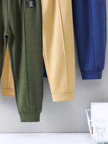 SHEIN 男童簡約舒適街頭休閒 3 件/套運動褲 - 彩色 - 查看 3