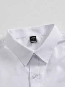 Manfinity Mode Men's Solid Color Long Sleeve Shirt, Fall - White - View 7