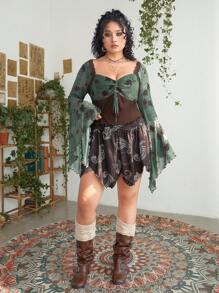 ROMWE PUNK Jupe Plissée Imprimée Grande Taille