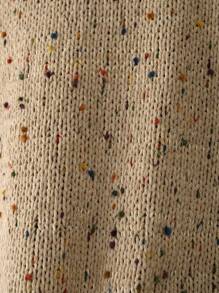 SHEIN Essnce Dễ thương Và Đơn giản Tròn Vòng cổ Áo len - Màu Khaki - Xem 5