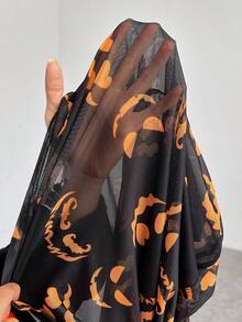 SHEIN EZwear Women's Plus Size Cartoon Pattern Round Neck Sheer Mesh Top - Black - View 7