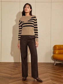 Jersey de cuello de barco a rayas para dama - Multicolor - Ver 8