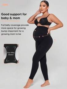 孕妇高腰紧身裤 - 黑色 - 查看 5