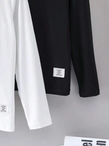 SHEIN 十二歲男孩半高領字母拼接t恤 - 彩色 - 查看 5