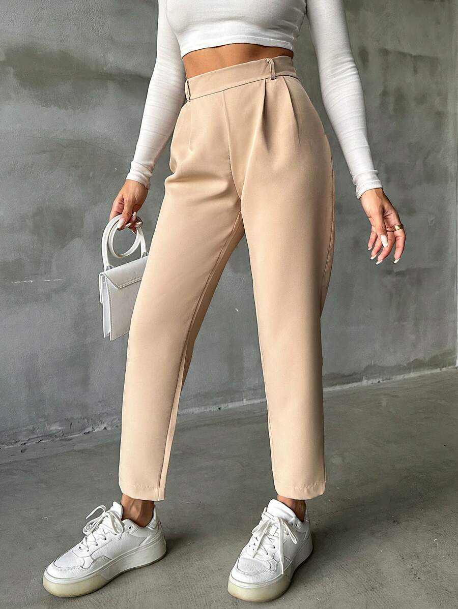 SHEIN Cottnline Women's Tapered Pants - Apricot - View 1