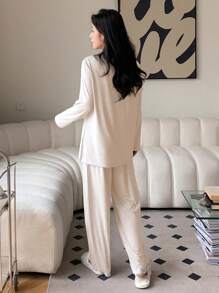 DAZY Lace Patchwork Long Sleeve Pajama Set