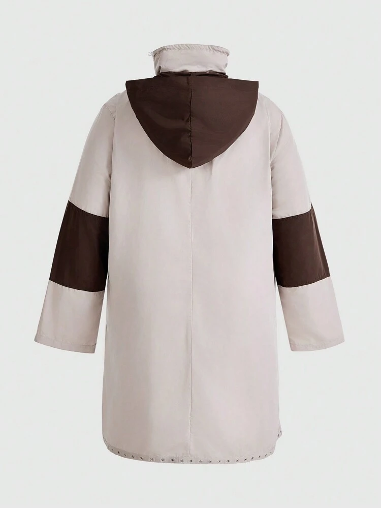 Plus Colorblock Zip Up Coat