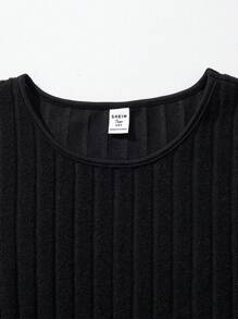 Teen Girl Contrast Mesh A-line Dress - Black - View 5