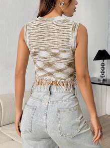 SHEIN Unity Fringed Knitted Top With Cut-out Design - Multicolor - View 2