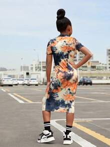 SHEIN 少女服休閒針織水洗立領連衣裙,適合假日穿著