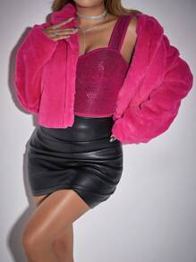 Zolique Rose Red Short Coat - Hot Pink - View 3