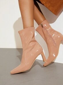 SheIn BIZ Stitched Detail Square Toe Women's Fashionable Ankle Boots