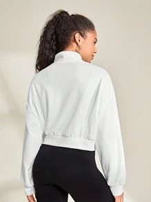 SHEIN Daily&Casual Của phụ nữ Giải trí Thể thao Áo nỉ - trắng - Xem 2