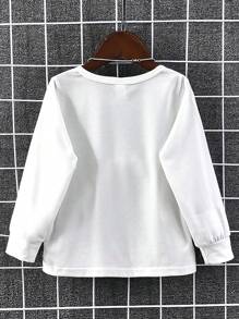 SHEIN 男童休閒純色長袖 T 卹 - 白色 - 查看 2