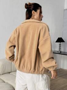 Flirla Chaquetilla De Cremallera Frontal Con Patrón De Estrellas Para Mujer