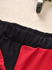 SHEIN Kids' Summer Casual Red & Black Spider Printed Short Sleeve T-shirt Set - Multicolor - View 3