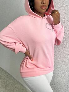 Slaydiva 鑽石心形圖案帽衫 - 粉色 - 查看 7