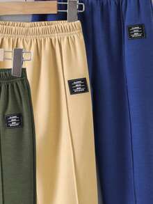 SHEIN 男童簡約舒適街頭休閒 3 件/套運動褲 - 彩色 - 查看 7