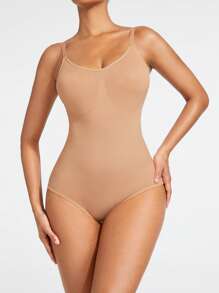 SHAPORA Bodysuit Reductor Con Tirantes Y Color Sólido - Albaricoque - Ver 1