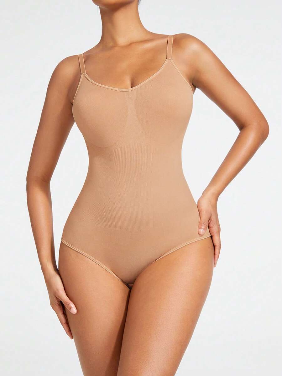 SHAPORA Bodysuit Reductor Con Tirantes Y Color Sólido - Albaricoque - Ver 1
