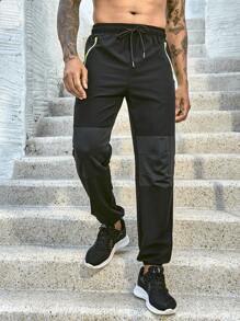SHEIN Riding Color-Block Drawstring Waist & Elastic Cuffs Cycling Pants Biker Shorts Set