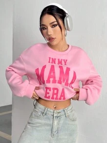 SHEIN Unity In thư Thả vai Áo nỉ - Hồng - Xem 6