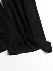 SHEIN LUNE 女式大尺碼束帶寬褲 - 黑色 - 查看 5