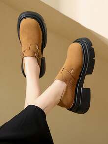 Mocasines Informales De Plataforma Con Suela Gruesa Para Mujer Con Diseño Versátil Para Uso Diario - Amarillo - Ver 1