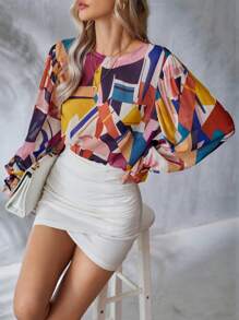 GENKIRA 隨機印花長袖女襯衫 - 彩色 - 查看 6