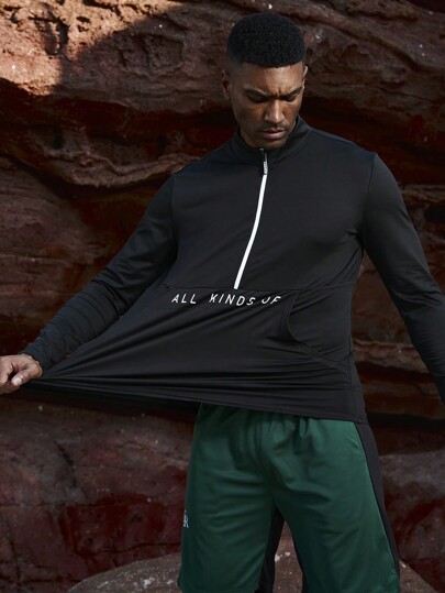 Manfinity Sport Corelite Men's Sport Jacket With Letter Print Workout Tops Sports Jacket